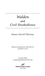 Cover of Walden and on the Duty of Civil Disobedience